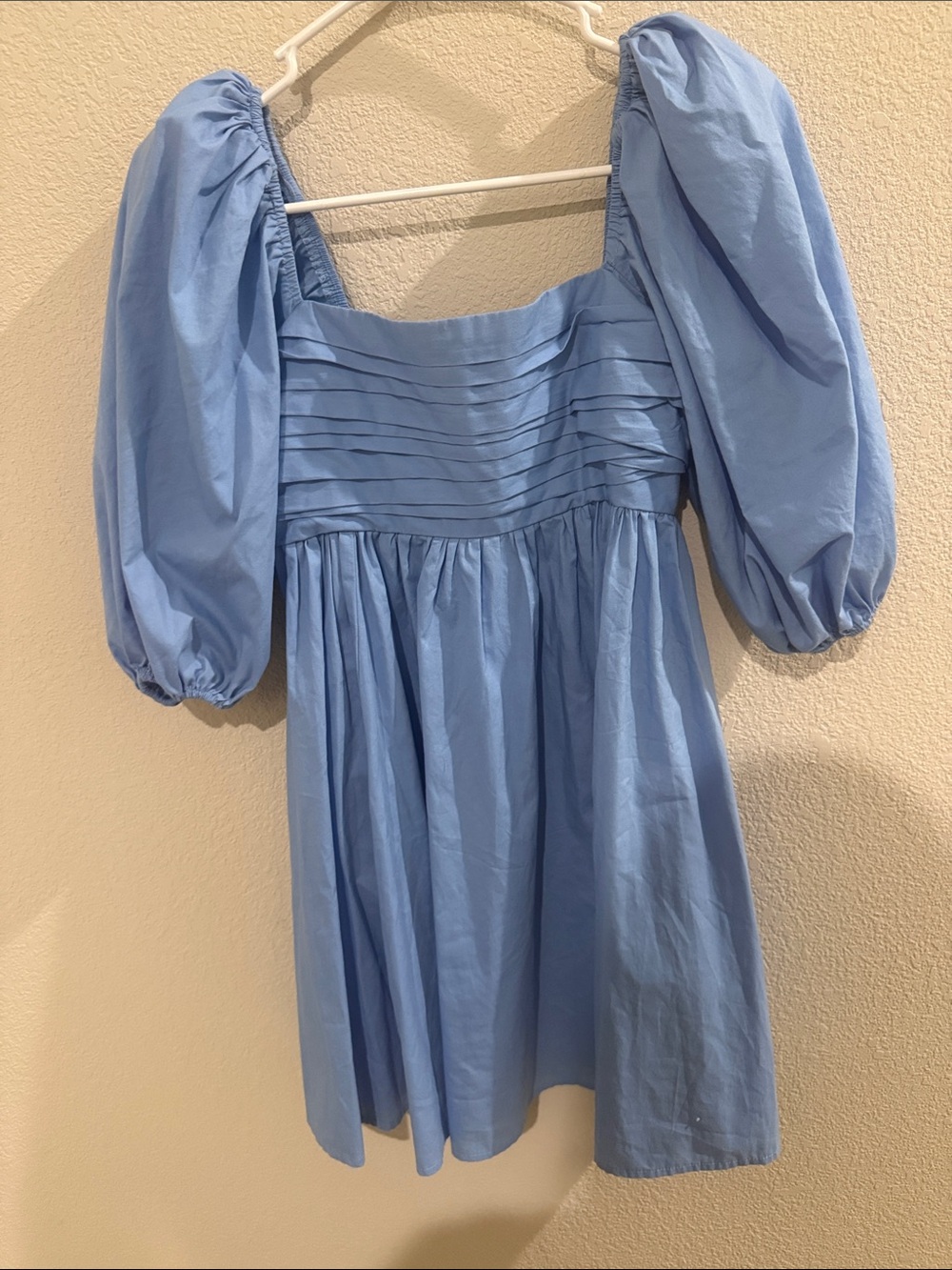 Abercrombie & Fitch Light Blue Emerson Puff-Sleeve Mini Dress